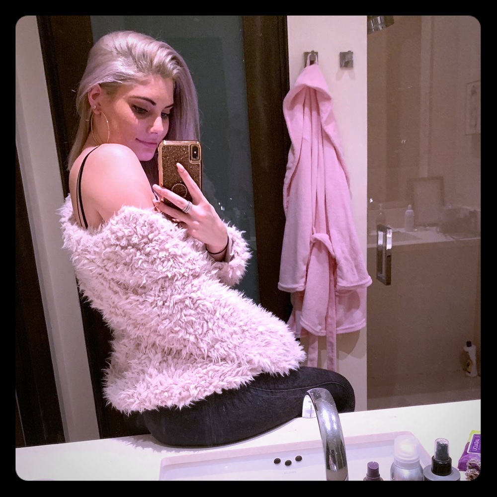 Light blush fuzzy jacket